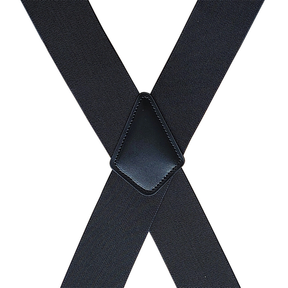 Mens X Back Elastic Suspenders with 4 Metal Clips - Black