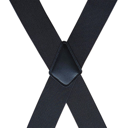 Mens X Back Elastic Suspenders with 4 Metal Clips - Black