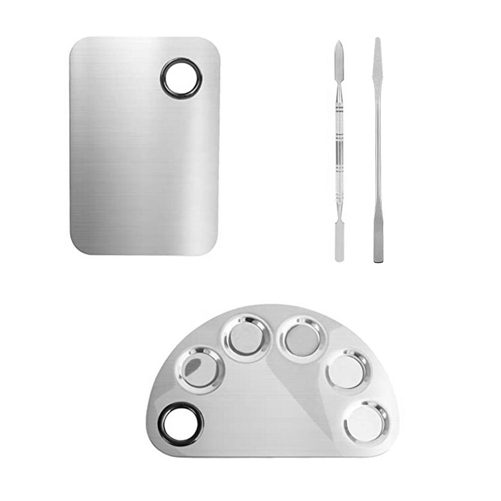 Stainless Steel Makeup Mixing Palette Set with Spatulas