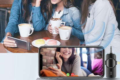Wireless Lavalier Microphone for iPhone iPad Android Mini Microphone for Vlog