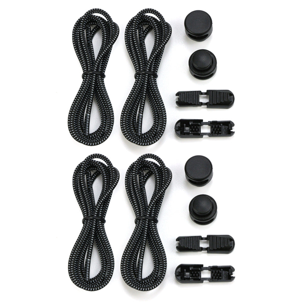 2 Pairs Elastic No Tie Shoelaces with Spring Lock -Black