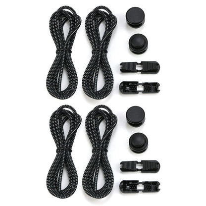 2 Pairs Elastic No Tie Shoelaces with Spring Lock -Black