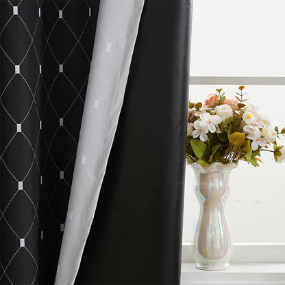 2Pcs Blackout Curtain Gradient Color Curtains-Black