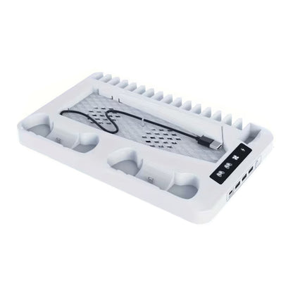 Gaming For PS5 Slim Pro Docking and Cooling Station Charger Headset Holder With RGB Light-White