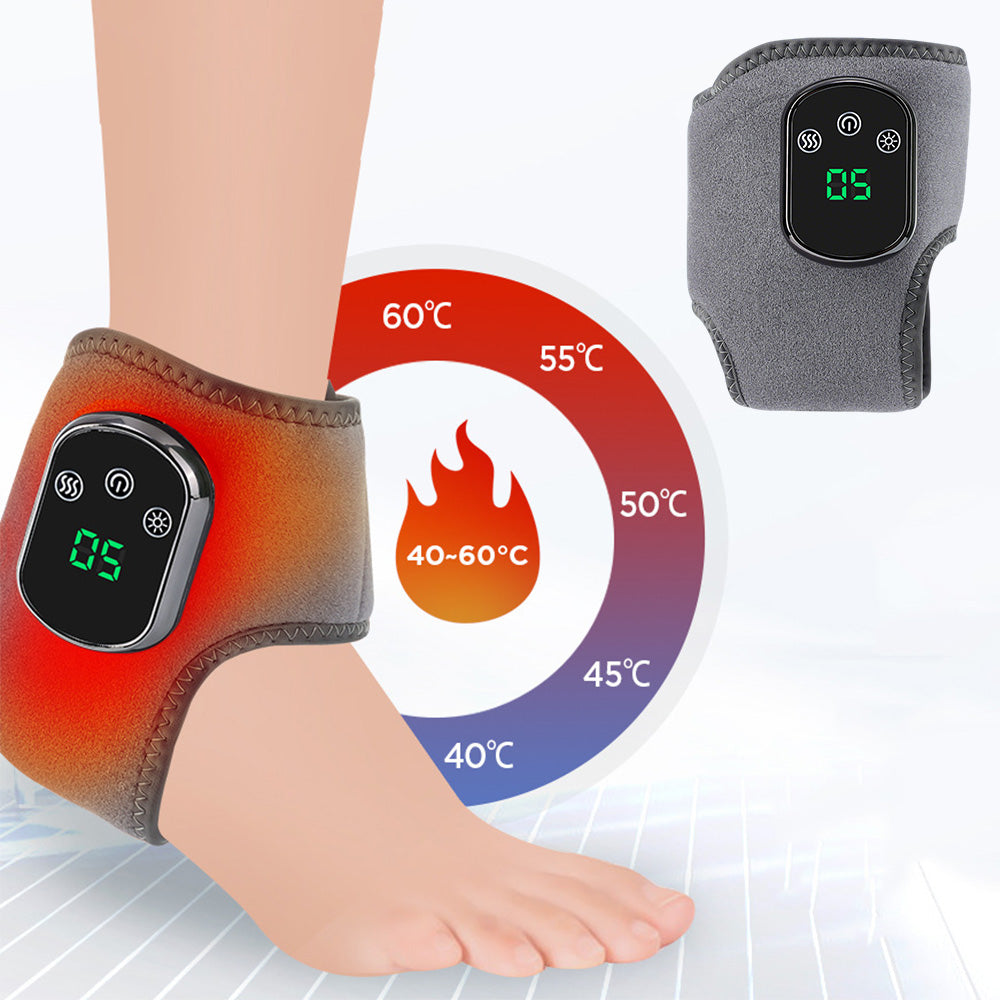 Electric Ankle Massager with Vibration Infrared Heat 5 Settings Rechargeable-grey