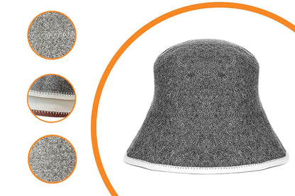 2 Pieces Wool Blend Sauna Hat Set