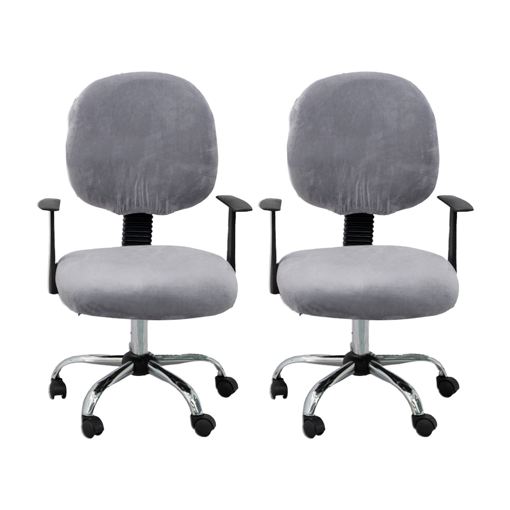 2 Set of 2 Pieces Split Stretch Chair Slipcovers Universal Rotating Desk Chair Protectors-Black