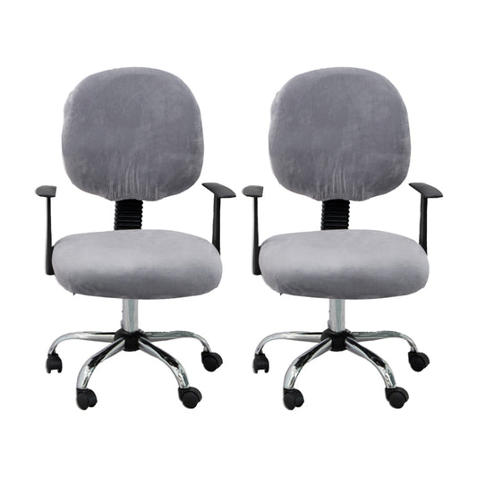 2 Set of 2 Pieces Split Stretch Chair Slipcovers Universal Rotating Desk Chair Protectors-Black