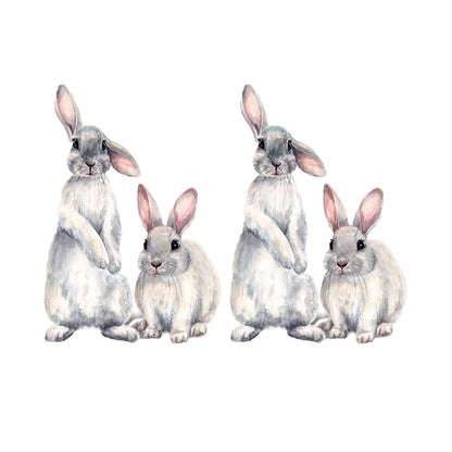 Cartoon Lovely Cute Two Bunnies Rabbits Wall Stickers Wall Murals Bunny Stickers