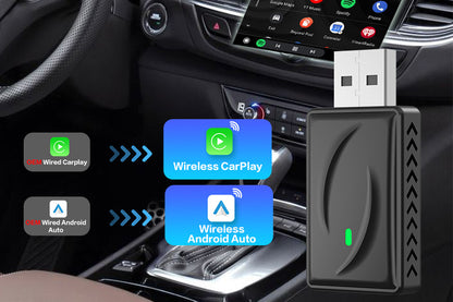 2 in 1 Carplay Android Auto Wireless Adapter Auto Connect USB Dongle For Wired Carplay Android
