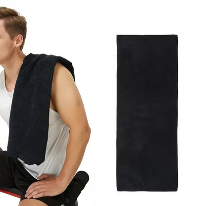 120x50cm Quick Dry Microfibre Gym Towel with Pocket - Black