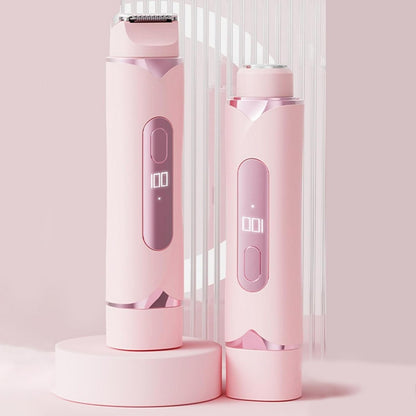 2-in-1 Electric Shaver and Bikini Trimmer with LED Display Facial Hair Remover-Pink
