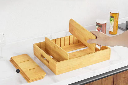 Organizer for Cabinet Bamboo Storage Tray for Tea Bags Medicines Stationery