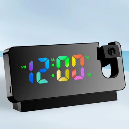 LED Digital Smart Alarm Clock with Time & Temperature Projection LCD Display Black