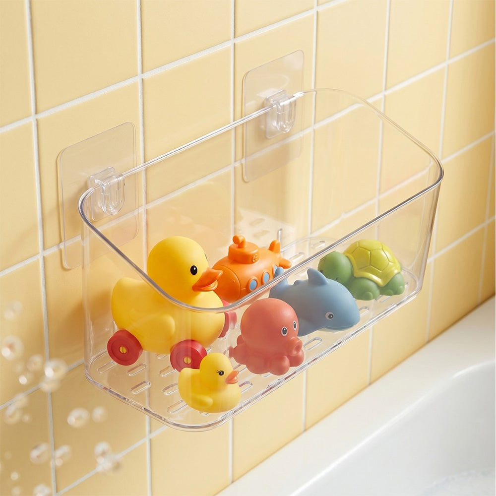No Drill Bath Storage Wall Mounted Transparent Shower Caddy