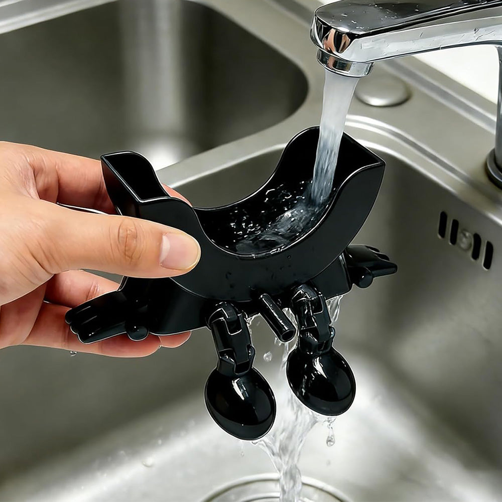2Pcs Smiley Face Sponge Holder Sink Drain Rack for Sink Edge-black