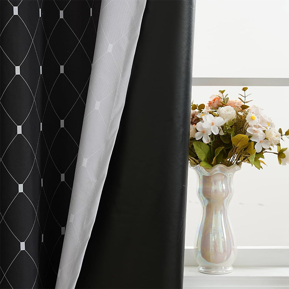 Blackout Curtain Gradient Color Curtains-Black