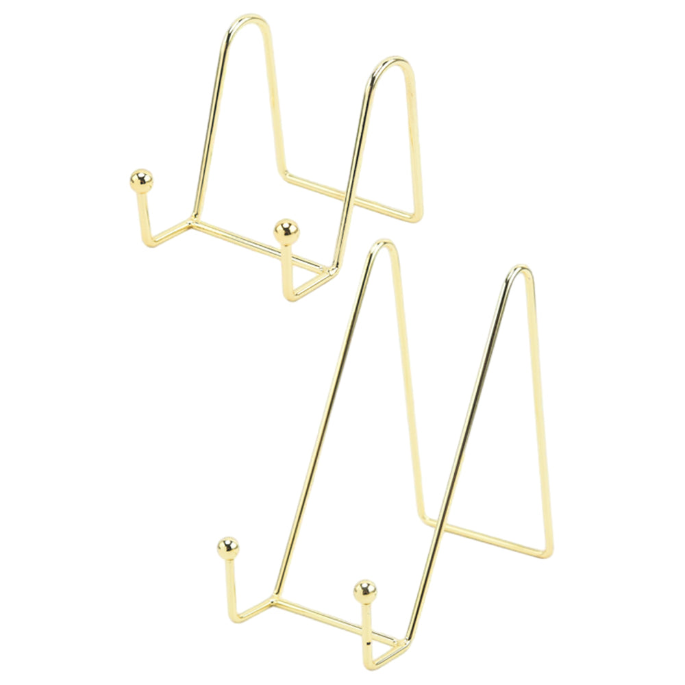 2Pcs Picture Frame Display Stands Photo Pedestal Art Plate Holders Golden