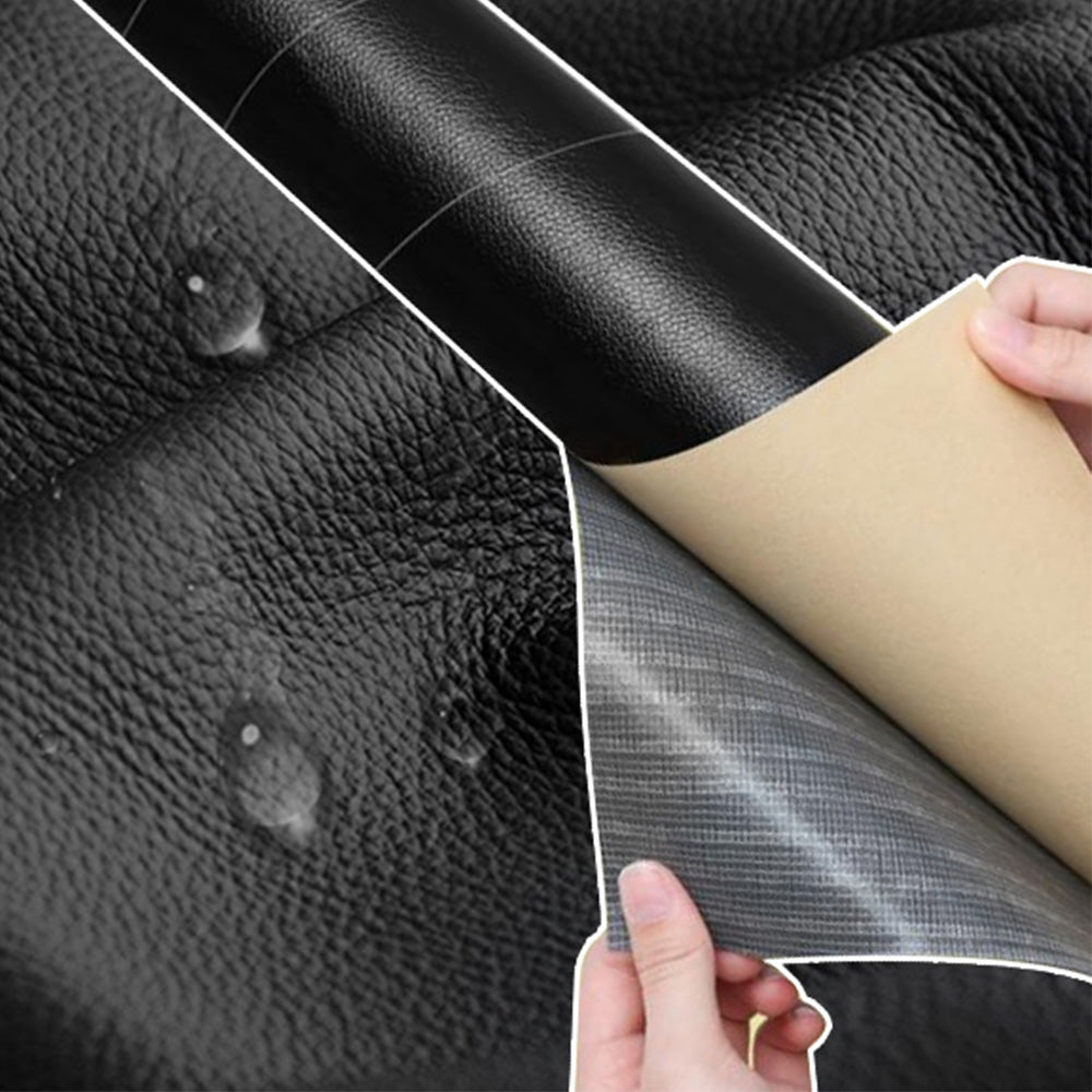Self Adhesive Leather Repair Patch 50x500cm Vinyl Sofa Couch Car Seat Repair Tape-Black