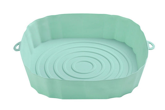 Reusable Food Grade Silicone Air fryer Liners Baking Tray Basket-Green