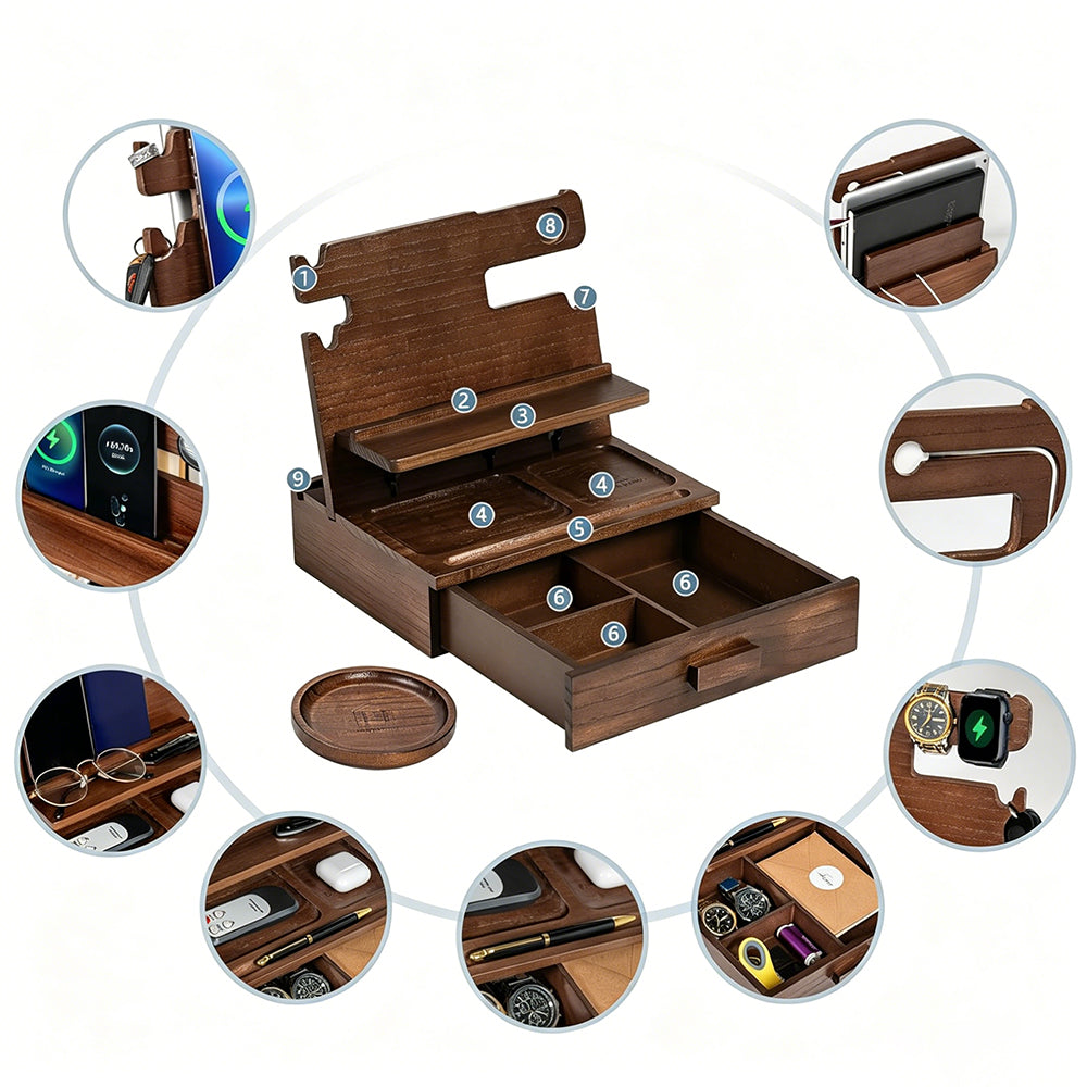 Phone Charging Station and Nightstand Organizer