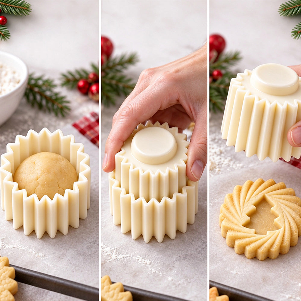White Cake Double Head Pastry Mold Christmas Tree Cookie Press