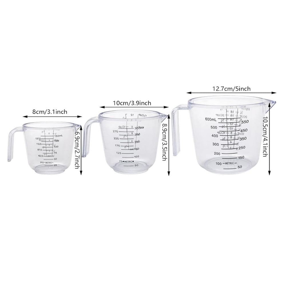 3Pcs Set Measuring Cups Clear Liquid Measuring Cups with Spout and Scales
