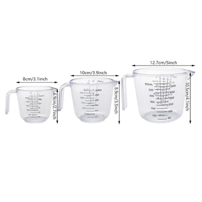 3Pcs Set Measuring Cups Clear Liquid Measuring Cups with Spout and Scales