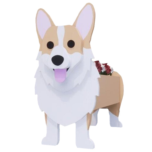 Cute Animal PVC Garden Dog Flower Planter Plant Pots For Outdoor Decoration-Corgi