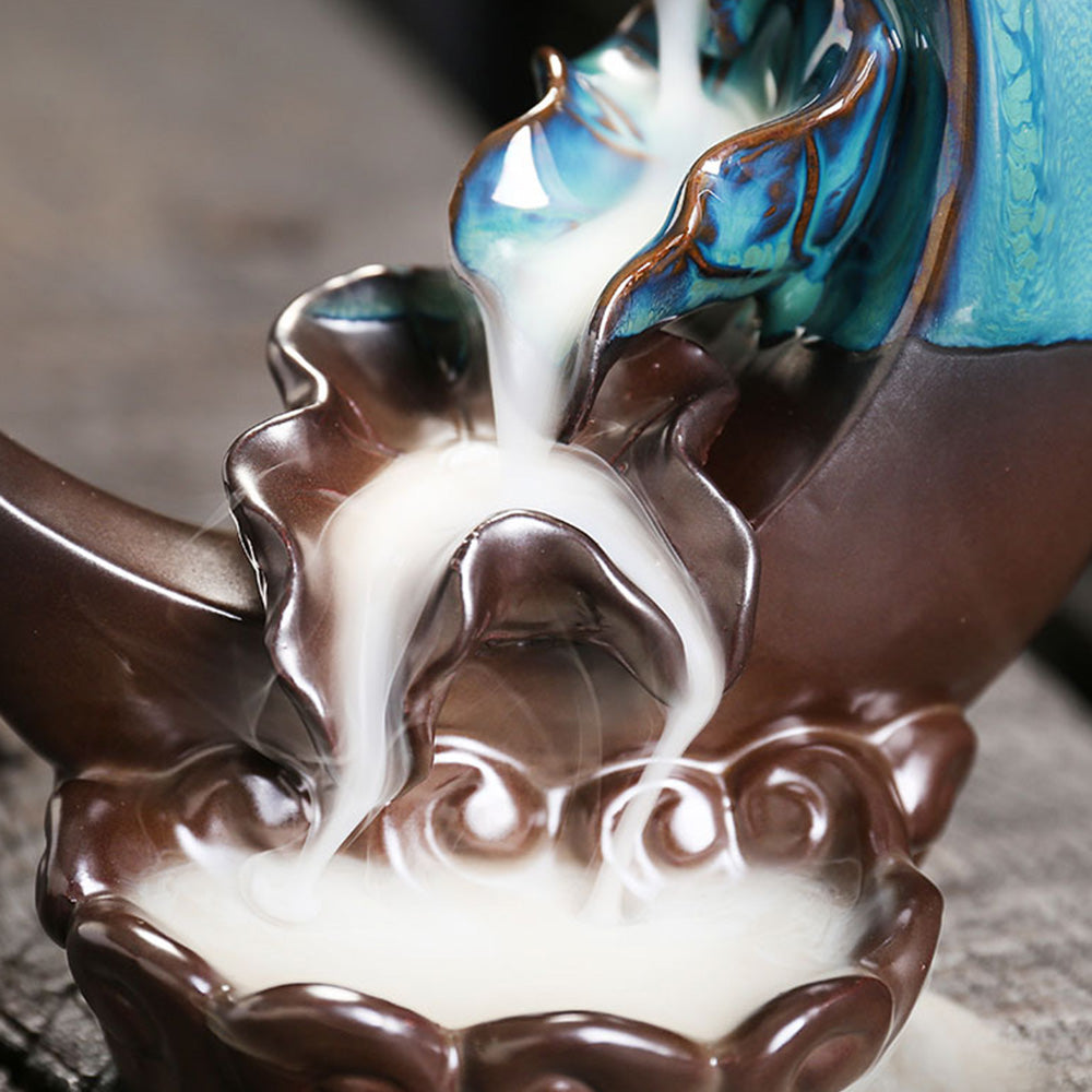 Moon Backflow Incense Holder Ceramic Waterfall Incense Burner For Home Decoration