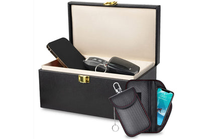 2Pcs Keyless Entry RFID Signal Blocking Cage with 2Pcs Key Pouches