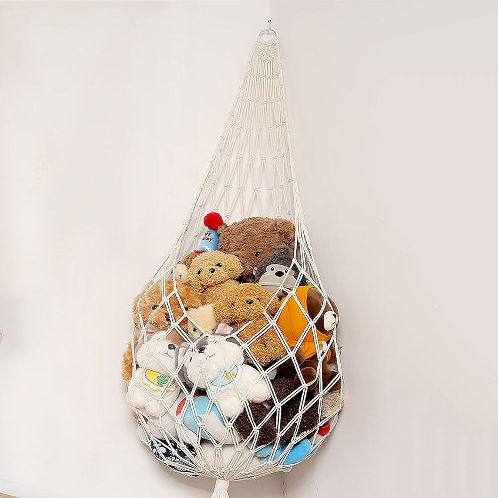 Stuffed Animal Storage Organizer Hammock Hanging Plush Toy Holder Beige