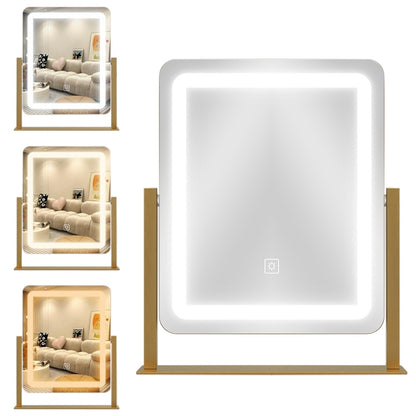Vanity Mirror LED Lighted Makeup Mirror with 3-Color Lighting and Dimmable-Gold