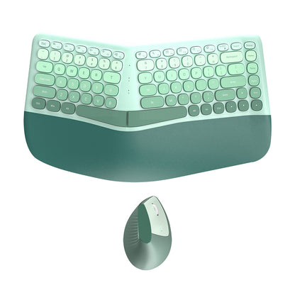 2.4G Wireless Keyboard and Mouse Set with Ergonomic Design 84 Key Keyboard and 6 Button Mouse-Green