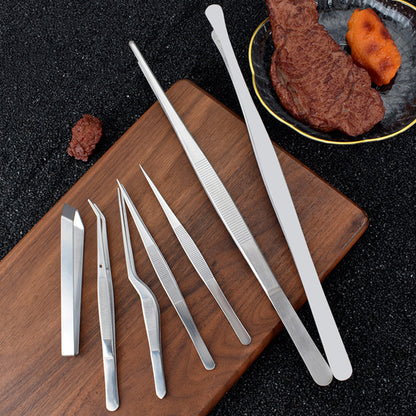 7Pcs Stainless Steel Kitchen Cooking and Plating Tweezers Set