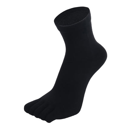 5 Piece Mens Breathable Five Toe Socks - Black