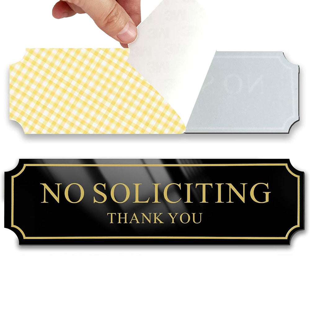 2Pcs No Soliciting Sign for House, Home, and Office No Solicitation Sign Golden