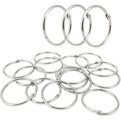 100 Pack Nickel Plated Metal Hinged Binder O Rings for Keys and Scrapbooks