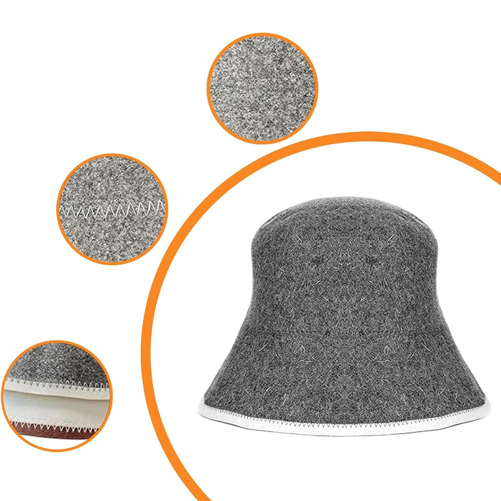 2Pcs Sauna Hat Set Wool Blend Felt Hat for Steam Room Sweat Bath