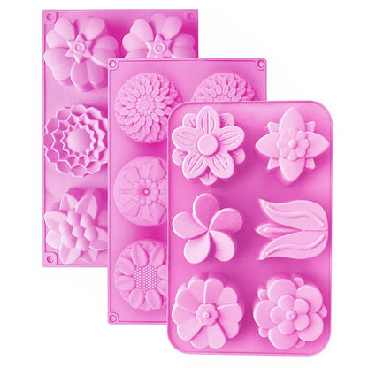 3 Pack Flower Soap Mold Silicone Baking Molds
