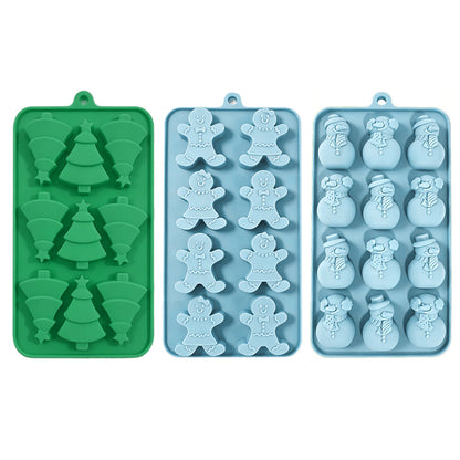 3 Pcs Christmas Silicone Mold Set Tree Gingerbread Man Snowman
