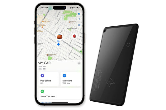 Rechargeable Thin Wallet Tracker Card Works with Apple Find My App