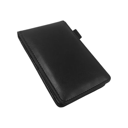 A7 Mini Pocket Notebook PU Leather Notepad with Pen Holder Card Slot-Black