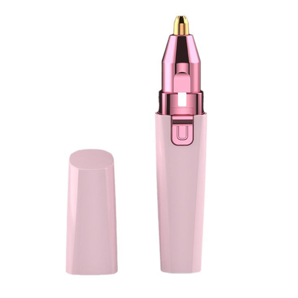 Women Facial Hair Removal 2 in 1 Rechargeable Eyebrow Trimmer Face Shaver with Light -Pink