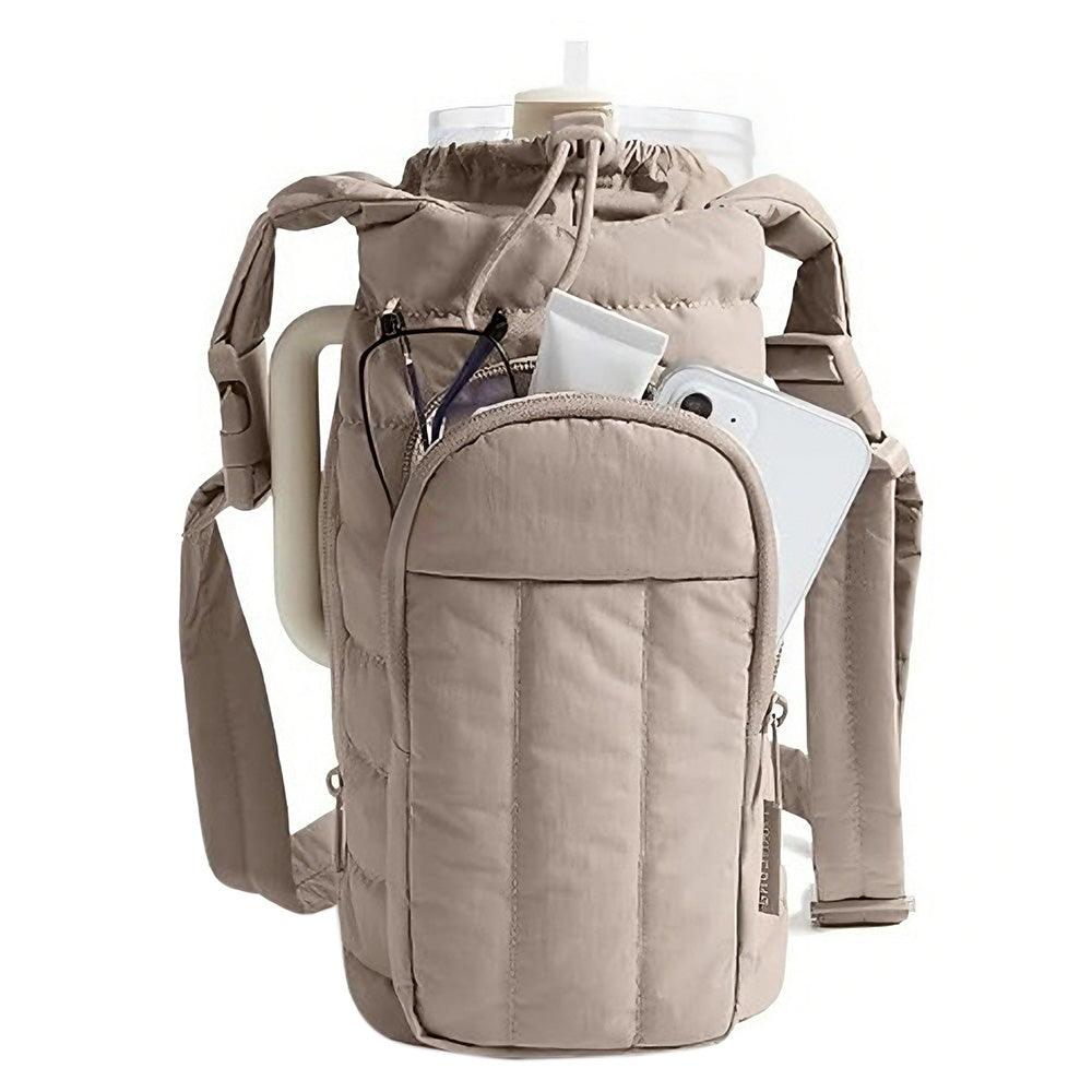 Water Bottle Holder Bag with Strap Crossbody Bag Gym Accessories-Camel