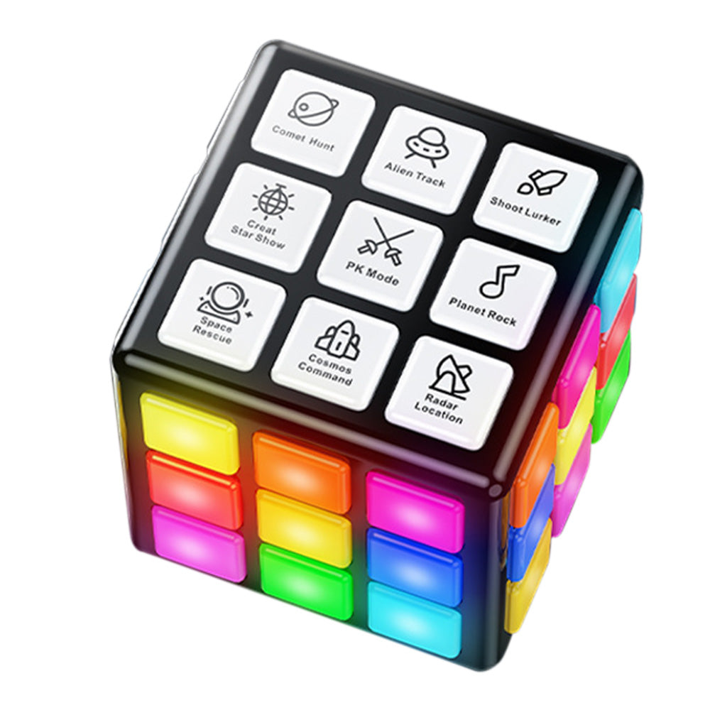 Rechargeable Handheld Game Cube with 15 Fun Brain & Memory Games Score Screen for Kids & Teens