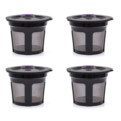 4 Piece Refillable Coffee Pods for Keurig K Cup Machines - Black
