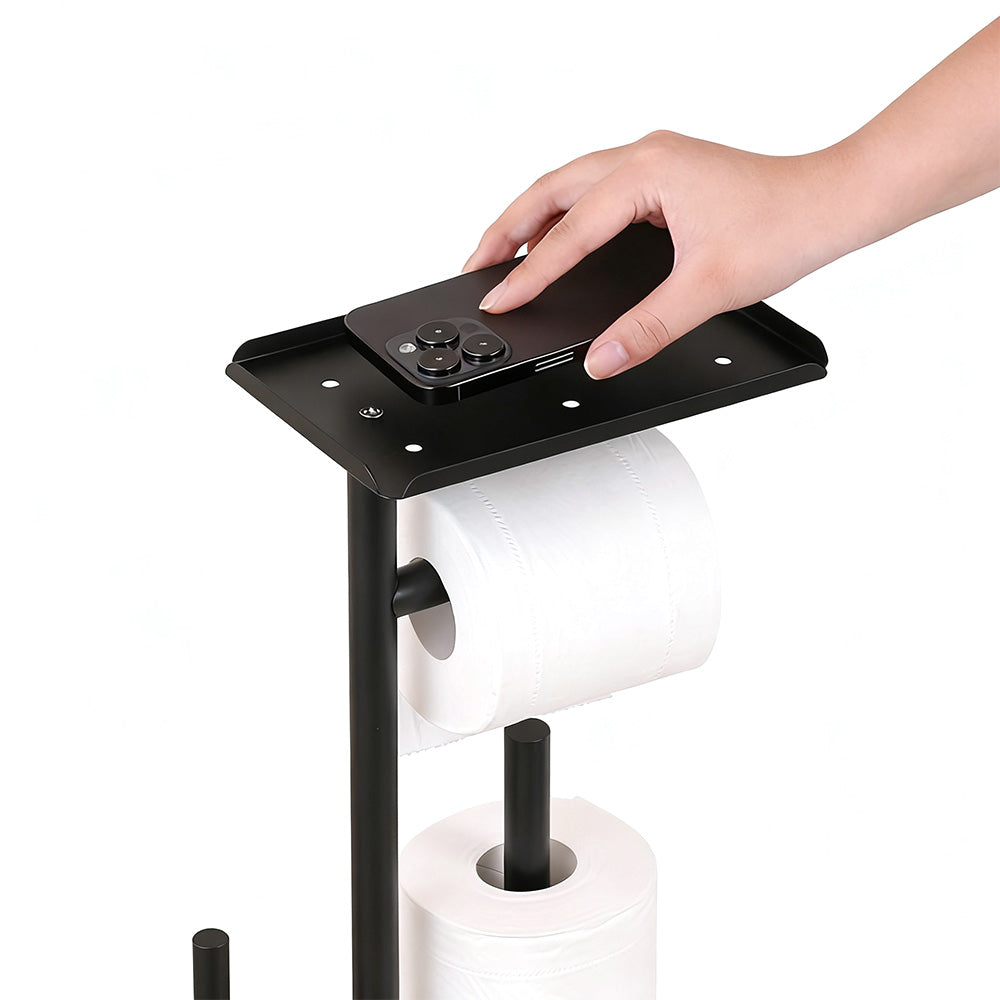 Free Standing Toilet Paper Holder with Shelf Bathroom Organizer Stand