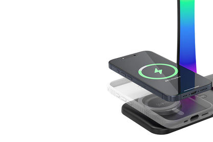 Headphone Stand with Wireless Charger Gaming Headset Stand with RGB Light for Airpod Pro iPhone Samsung -Black