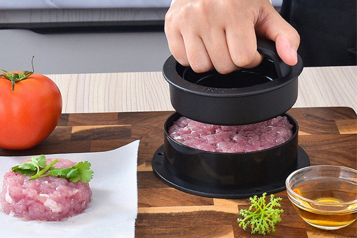 2Pcs Non Stick Stuffed Burger Press Hamburger Patty Molds Maker with 100 Wax Paper